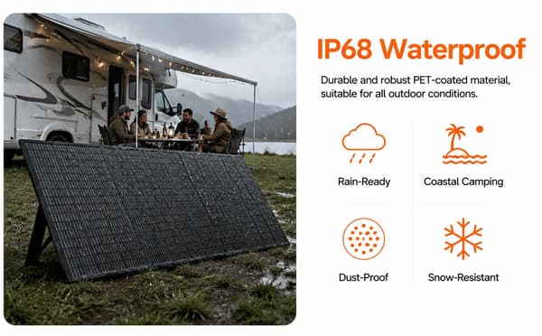 Transportabel solpanel - 400 W foldbart solcellepanel - 4-delt panel - Vandtæt - Soloplader til power station - Camping og udendørs