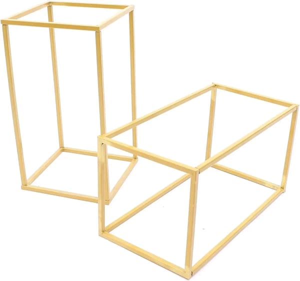 Blomsterställ i metall - Rektangulär golvpelare/vasstativ - Järn - Modern - 2-pack - Guld