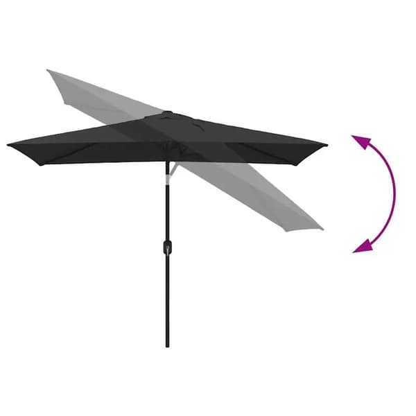 Udendørs parasol - Haveparasol - Rektangulær 300x200 cm - Metalstang - Polyester/bomuld - Sort