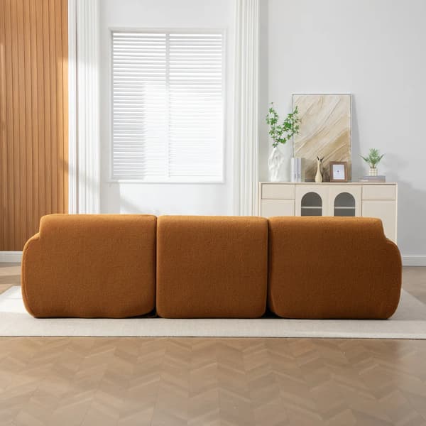 L-formad modulsoffa - 3-sits - Chenilletyg - 30D högelastiskt skum - Lätt ram - Halkfri undersida - Karamell