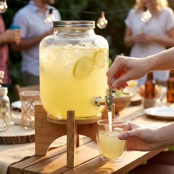 Drikkedispenser - Glasbeholder med Glashane - 4 l - Farveløs