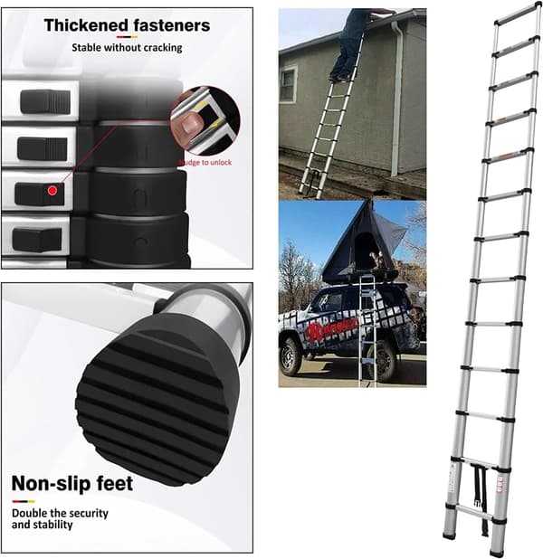 Stige - Teleskopstige - Aluminium - Sammenfoldelig - Multifunktionel - 5 m