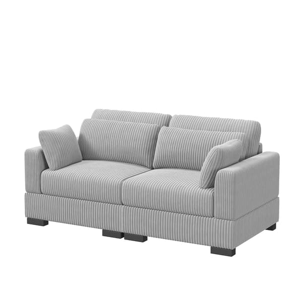 Sofa i fløjlsrib - Modul sofa stol - Moderne træramme - Samles selv - Til stue - Grå