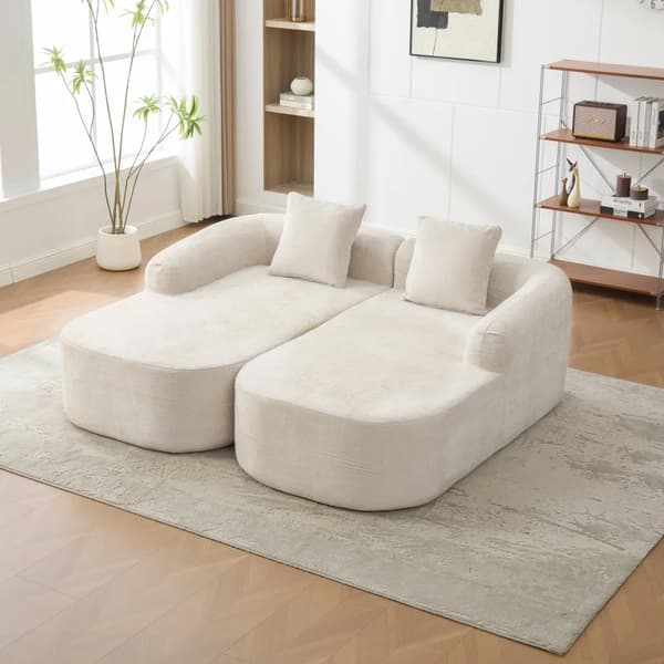 Modulsoffa - Chenilletyg - 30D högelastiskt skum - Halkfri botten - Modern design - Beige