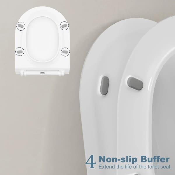 Toiletsæde - Lille D-form - Soft-Close - Quick-Release - PP-plast - Hvid