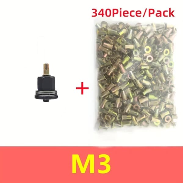 Nitmuttersats - Manuell nitmuttertång - M3 - 340 delar - Kolstål