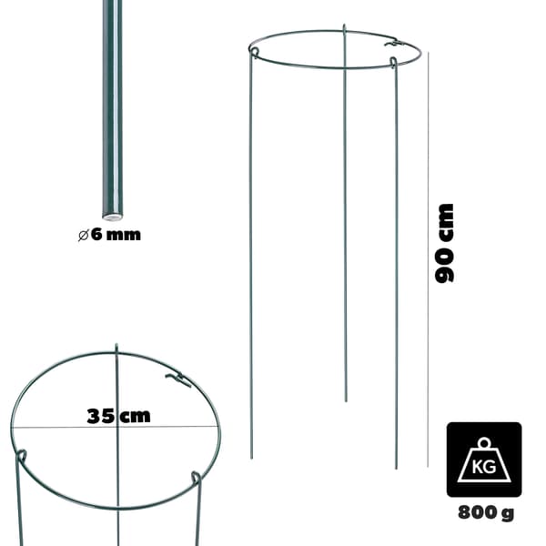Växtstöd - Rund modell - 90 cm - 3-pack - Ljusgrön