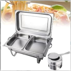 Buffetvarmer - Chafing Dish - Rektangulær - Rustfrit stål - 55,7 x 34 x 38,3 cm - Til hotel restaurant cafeteria - Sølv