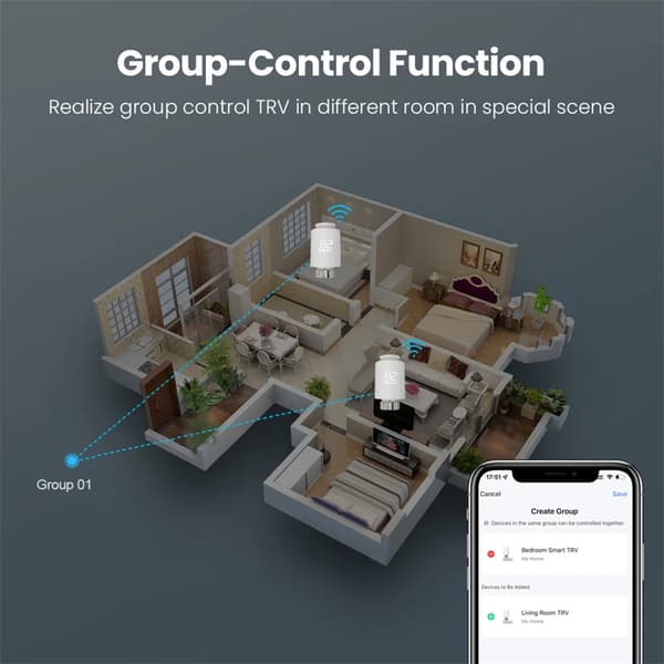 Smart Zigbee-radiatortermostat - TRV termostatventil - Appstyrd - Röststyrd - Programmerbar - För Zigbee-gateway - 6-pack utan gateway