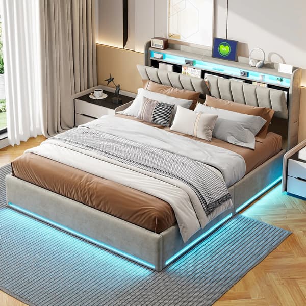 Sengeramme 140 x 200 cm - Seng med opbevaring - Træ - Rektangulær - Selvmontering - Beige
