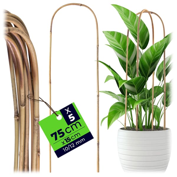 Växtstöd i bambu - Båge - 75 x 15 cm - 5-pack - För klätterväxter - Trädgård