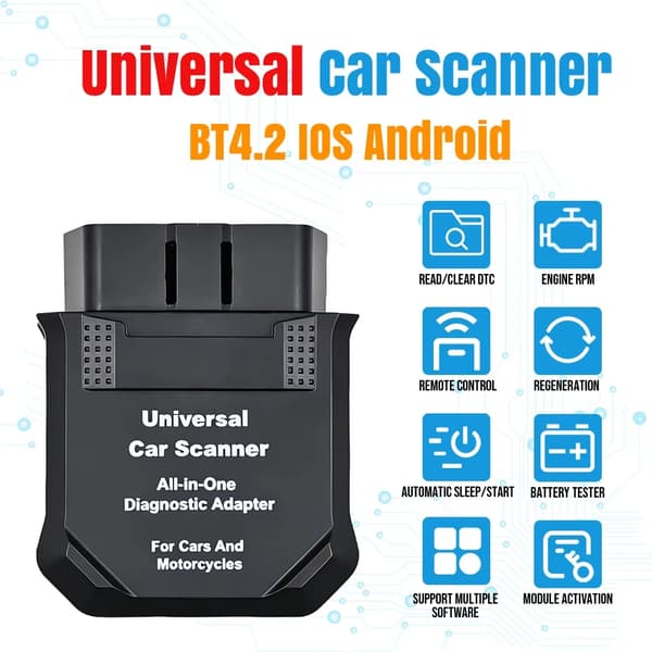 Universal bilscanner - OBD2-diagnoseinterface - UCS 10-benet - Bluetooth 4.0 - Til Android/iOS - Til BMW-motorcykler - BimmerCode/BimmerLink/MotoScan