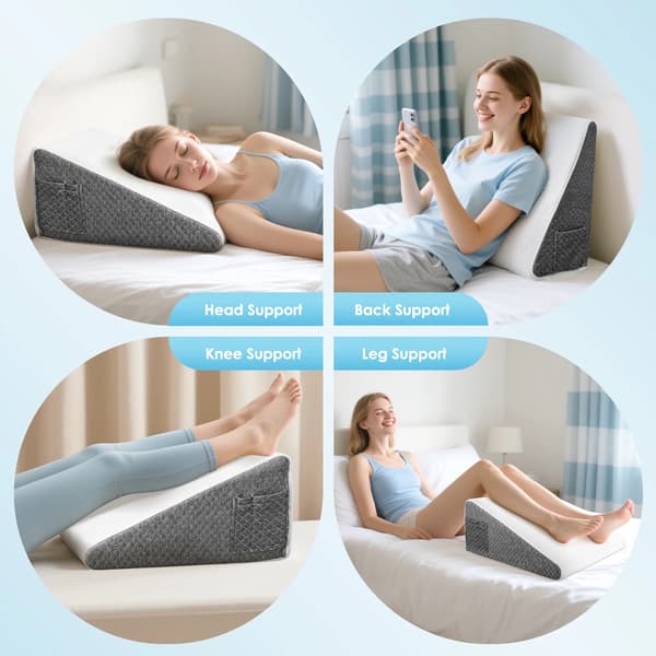 Kileformet sengepude - Memory foam - 30,5 cm elevation - Rygstøtte - Til søvn, læsning og siddestilling - Lilla