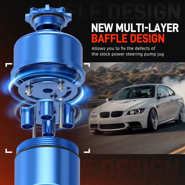Ohjaustehostimen nestesäiliö - BMW E87/E81/E82/E88/E60/E61/E39/E90/E92/E93/E91/E63/E64/X1 E84 - Alumiini - OEM 32416851218/32416768094/32412228855 - Sininen