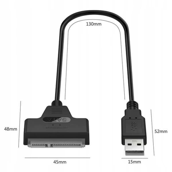 USB til SATA-adapter - HDD/SSD-diskadapter - 22-benet SATA-stik