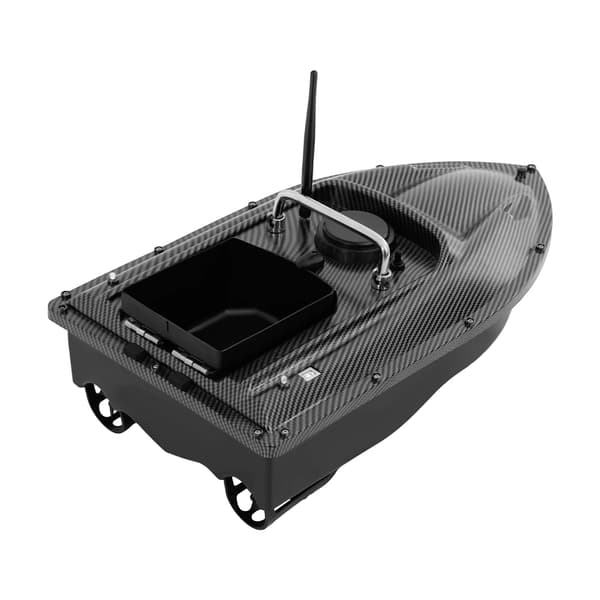 Foderbåd til fiskeri - Fjernstyret agnbåd - 500 m rækkevidde - Tippetank 1,5 kg - Rustfrit stål + ABS - Carbon sort