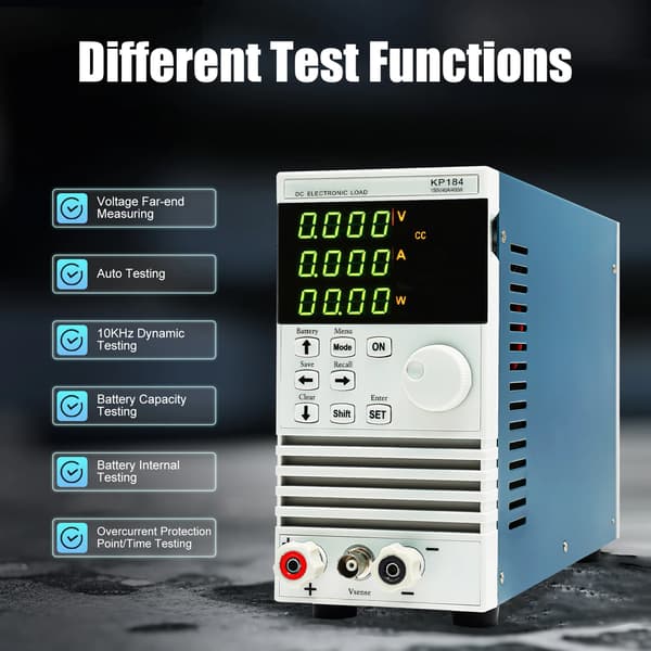DC elektronisk belastning - Enkanals tester - Programmerbar - CC/CV/CR-tilstande - Til LED-driver - Strømforsyning og batteritest - Sort