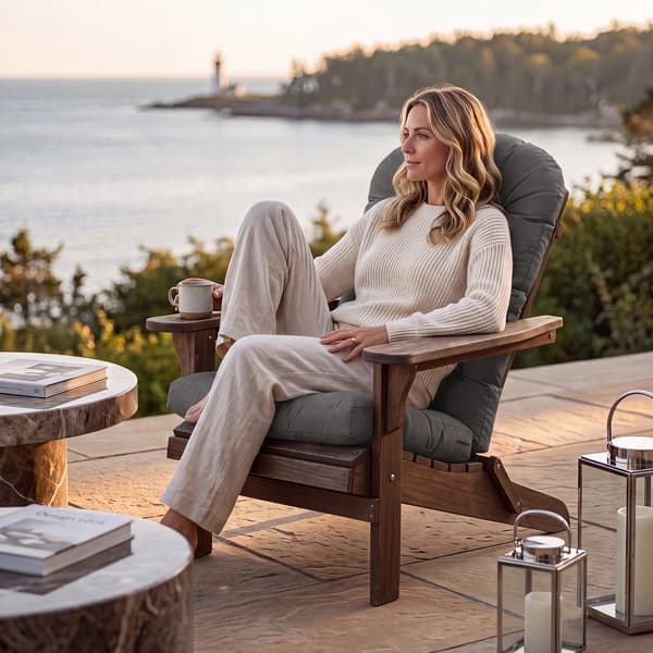 Adirondack-stolsdynor - Sitt- och ryggdyna - 2-pack - Vattentät - 100 % polyester - Fiberfyllning - Rektangulär - Grå