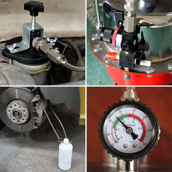 Bromsluftare - Pneumatisk bromsvätskebytesats 5 l - Luftdriven - Tryckluft - Snabbt byte - DOT 4 & 5.1 - Gul