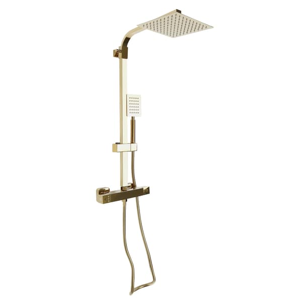 Regnbruser sæt - Termostat brusersystem - Bruserstang - Rustfrit stål & messing - 1,5 m slange - Guld
