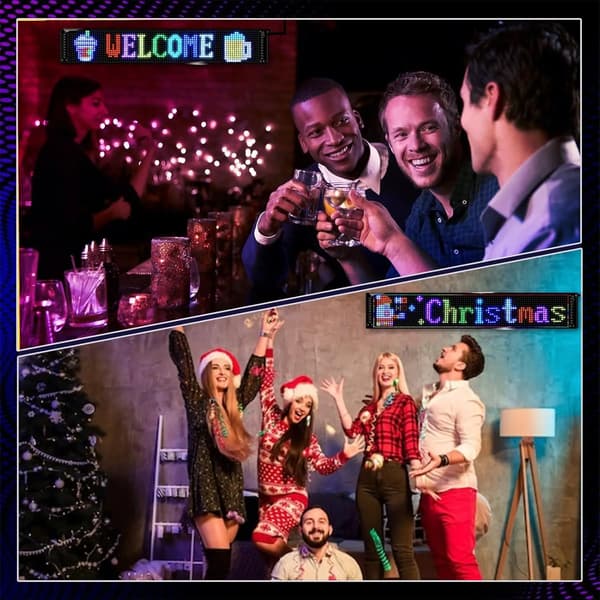 RGB LED Scroll Display - Flexibel LED-matrispanel - 7 × 17 cm - USB-programmerbar - Bluetooth - Appstyrd - Dimbar - LED-skylt