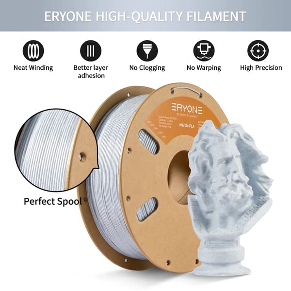 PLA-filament - Marmor-PLA - 1,75 mm - 5 kg - Til FDM 3D-printer - Til 3D-pen - Solid - Marmor