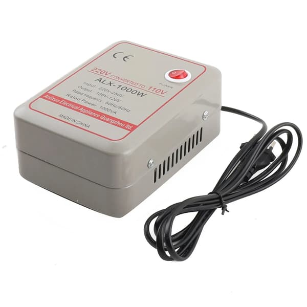Spændingsomformer - Step Up/Down Transformator - Spænding 220–250V til 100–120V - Effekt 2000W - EU/US Adapter - Lilla