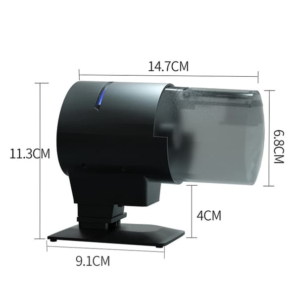 Automatisk fiskmatare akvarium - Foderautomat 200 ml - LCD-timerdisplay - Programmerbar utfodring - Roterande bas - Batteridrift