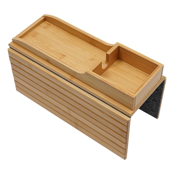 Bambu soffbricka - Rektangulär soffbricka/serveringsbricka - 41,5 × 34 cm - Hopfällbar - Antik look - Neoklassisk stil - Träfärg