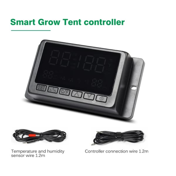 Smart Controller - Styring til ventilation - Til grow tent / dyrkningstelt - Luftfiltrering indendørs - Hydroponisk system