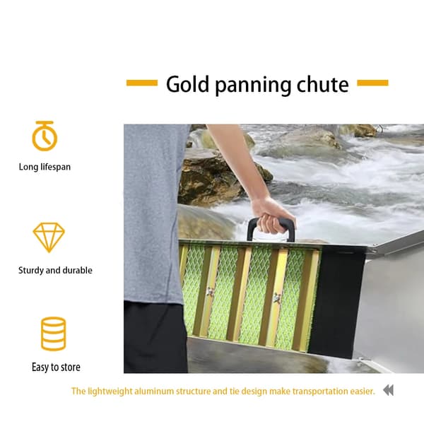 Guldrende - Sluice Box - Sammenklappelig - Aluminiumlegering - Bærbar - Til guldvask og prospektering