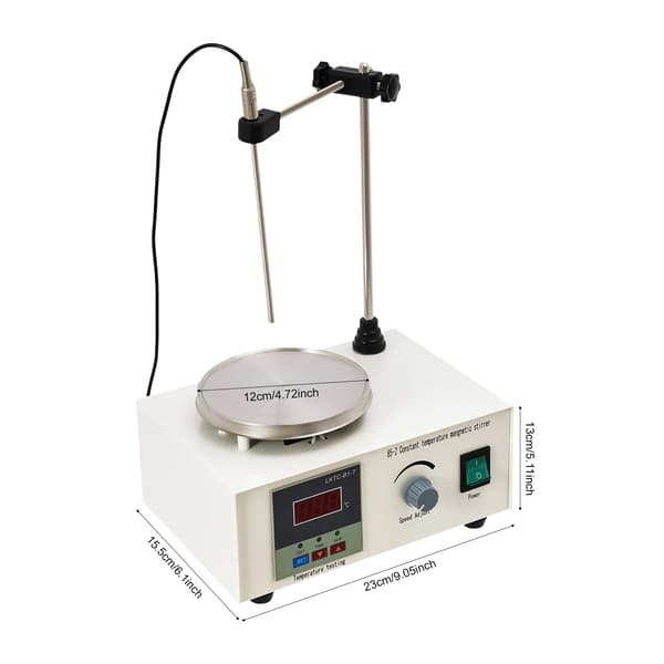 Laboratorie magnetomrører - Varmeplade - Digital temperaturstyring - Justerbar hastighed - Timer - EU‑stik - 2000 ml - Beige