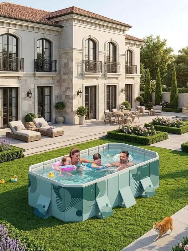 Pool - Foldbar rektangulær pool - Model B 2,6 m - Ikke-oppustelig - Til voksne og børn - Til have og terrasse