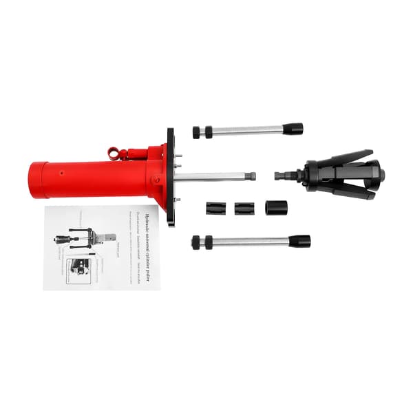 Hydraulisk cylinderfoderavdragare - 15T torr/våt typ - För 80–140 mm foder - Slitstark - 15 cm slaglängd - Röd