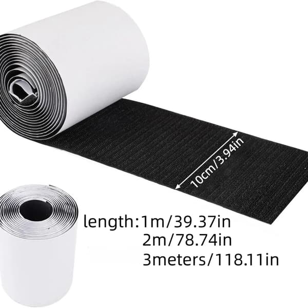 Selvklæbende tape - Møbel- og vægtape - 2 m lang - 10 cm bred - Til sofapuder - Polyester/nylon - Sort