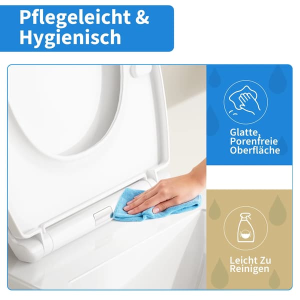 Toiletsæde - O-formet toiletsæde i PP - Soft close - Hurtigafmontering - Universal pasform