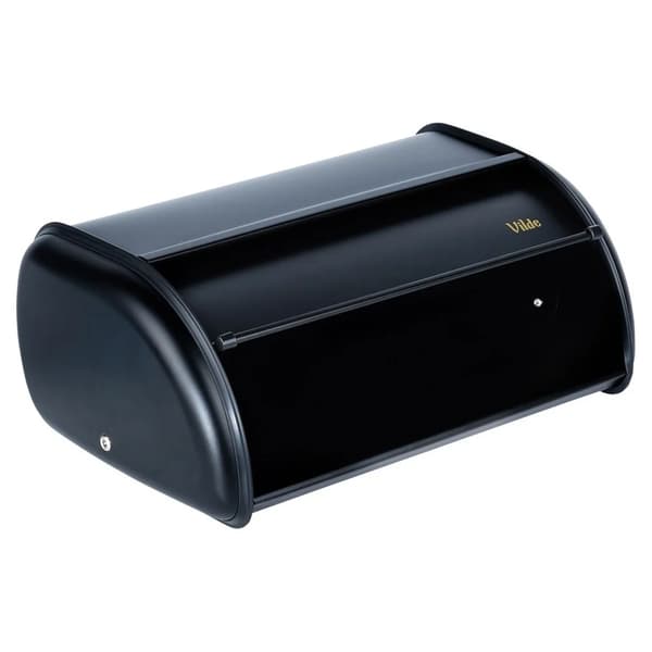 Brødboks - Brødopbevaring - Rustfrit Stål - Størrelse L - 36 x 23 x 14,5 cm - Sort