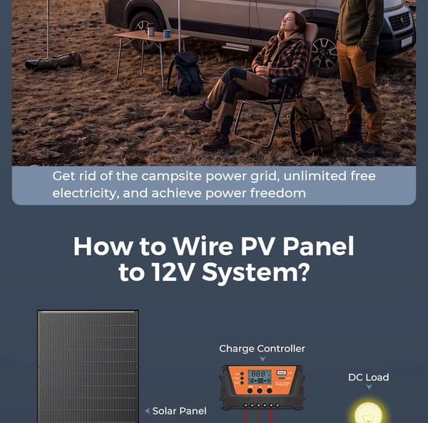 Solcellepanel - 100 W - 12 V - Monokrystallinsk - Fast - Effektivitet 23,5 % - 1 stk.