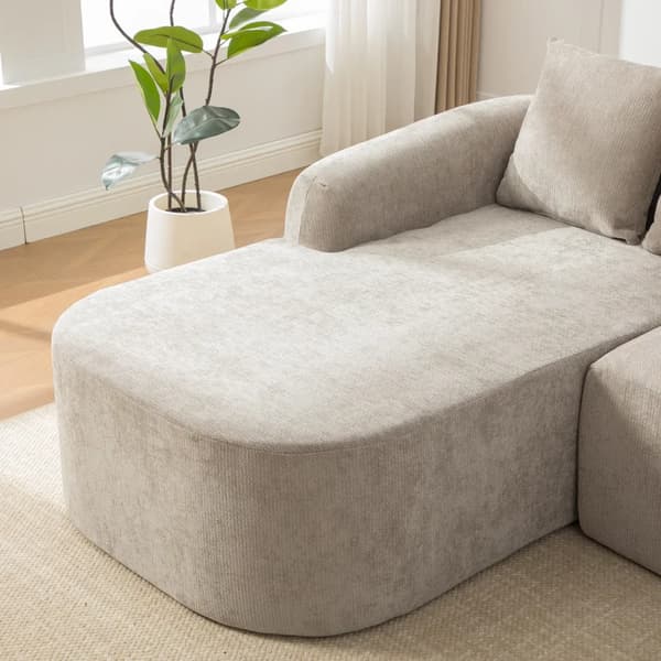Modulsofa - Moderne Sofa - Chenille - 30D Elastisk Skum - Skridsikker - Højrevendt - Grå