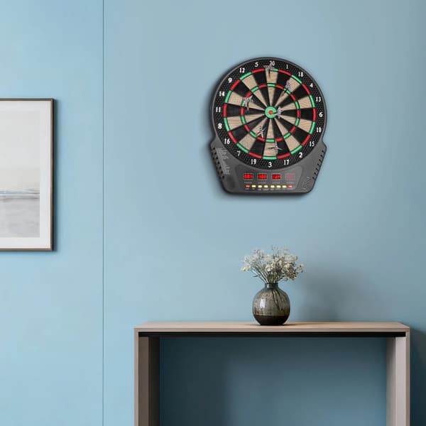 Elektronisk dartskive - Til vægmontering - Rund - 6 pile - Sort