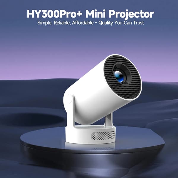 Miniprojektor - HY300 Pro Plus - Native 720p - 290 ANSI - Android - Bluetooth - Röstfjärrkontroll - Vit