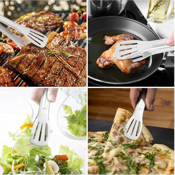Buffé chafing dish värmefat - 4-pack runt set - Rostfritt stål - 4 x 4,5 l - Med serveringstång - Silver