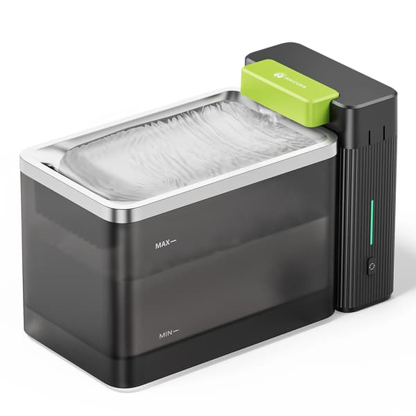 A3 Lite - Kattevandfontæne - Smart LCD-display - Genopladelig - EU-stik - Plast - Sort