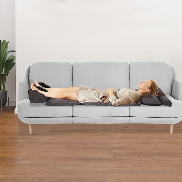 Massagepude - Til hele kroppen - 36W DC 12V, Læder, 9 Programmer, 9 Intensiteter, Timer 10/20/30 Min, EU‑stik - Rødbrun