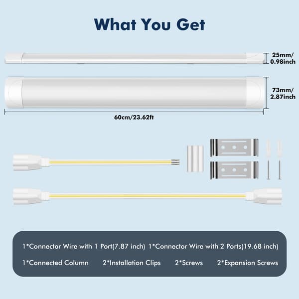 Sammankopplingsbart LED-lysrör - 115 cm 40 W - 5-pack - Neutralvit 4500 K - 220–240 V - Tryckknapp
