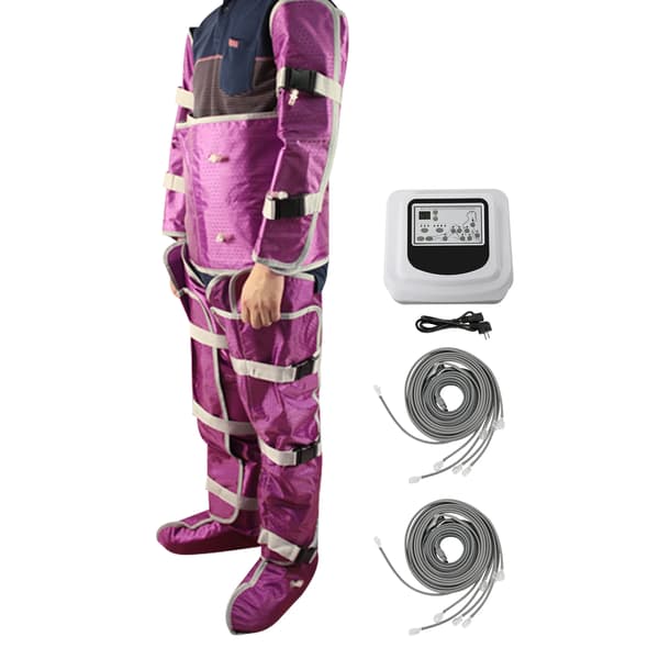 Professionel lufttryksdragt til kropsslankning - Pressoterapi lymfedrænage maskine - 3 programmer - 5 niveauer - Timer 0–30 min - LCD - 220V EU-stik - Rosa