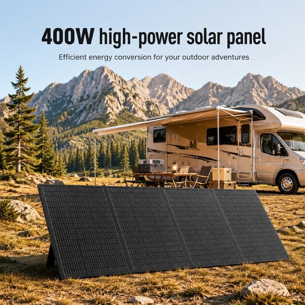Bærbart solpanel - 400 W foldbart solcellepanel sæt - 4-delt design - vandtæt - oplader til power station - camping