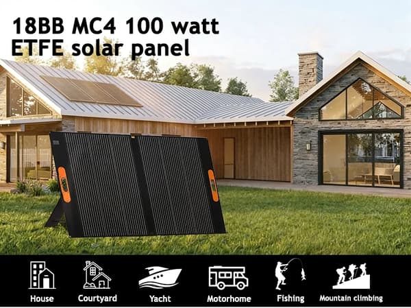 Solpanel 100 W - Foldbart Bærbart Solcellekit - Vandtæt Soloplader - Off-grid Nødkraft - Til Powerstation Autocamper Camping Udendørs