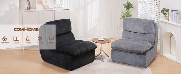 Lænestol - 1-sæders sofa - Fløjl - Moderne design - Skumpolstring - 93 x 77 x 72 cm - Ingen montering - Grå