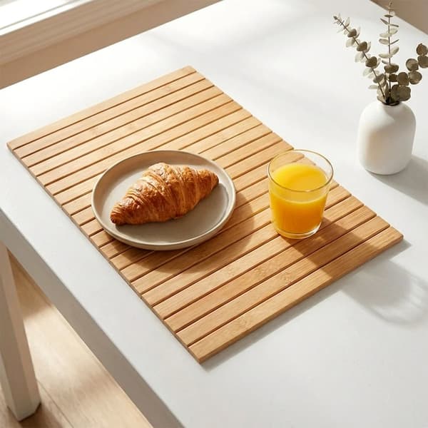 Oprullet bambusbordskåner - Bordunderlag - 44 x 24 cm - Rektangulær - Sort